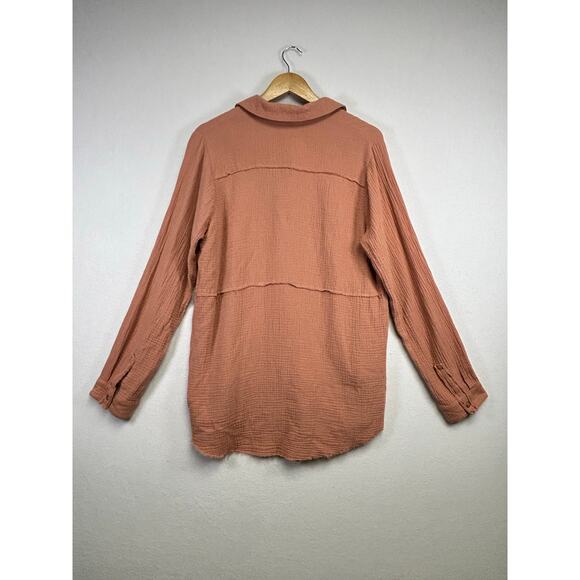 BKE Eased Dusty Rose Textured Tunic Shirt Size Large - Picture 2 of 9